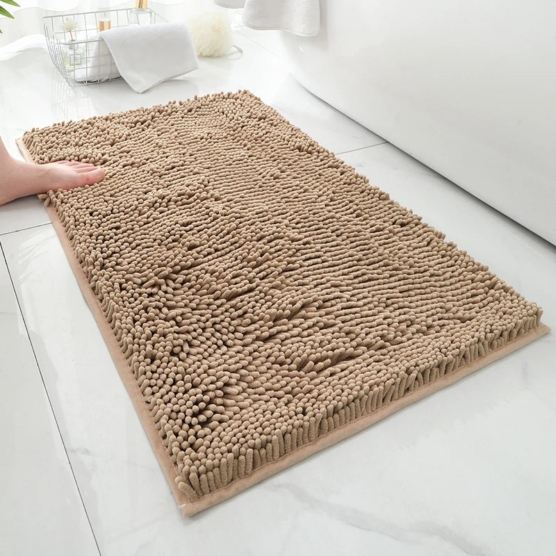 1pc 40*60cm Blue Soft and Absorbent Chenille Bath Rug - Non-Slip and Quick Dry Shower Carpet for Home Bathroom -Machine Washable