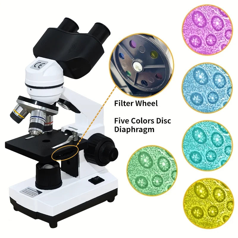 Adults Binocular Microscope 40X‑2000X HD Inspection Laboratory Optical Microscope Tool Set For Schools&Home&Scientific research