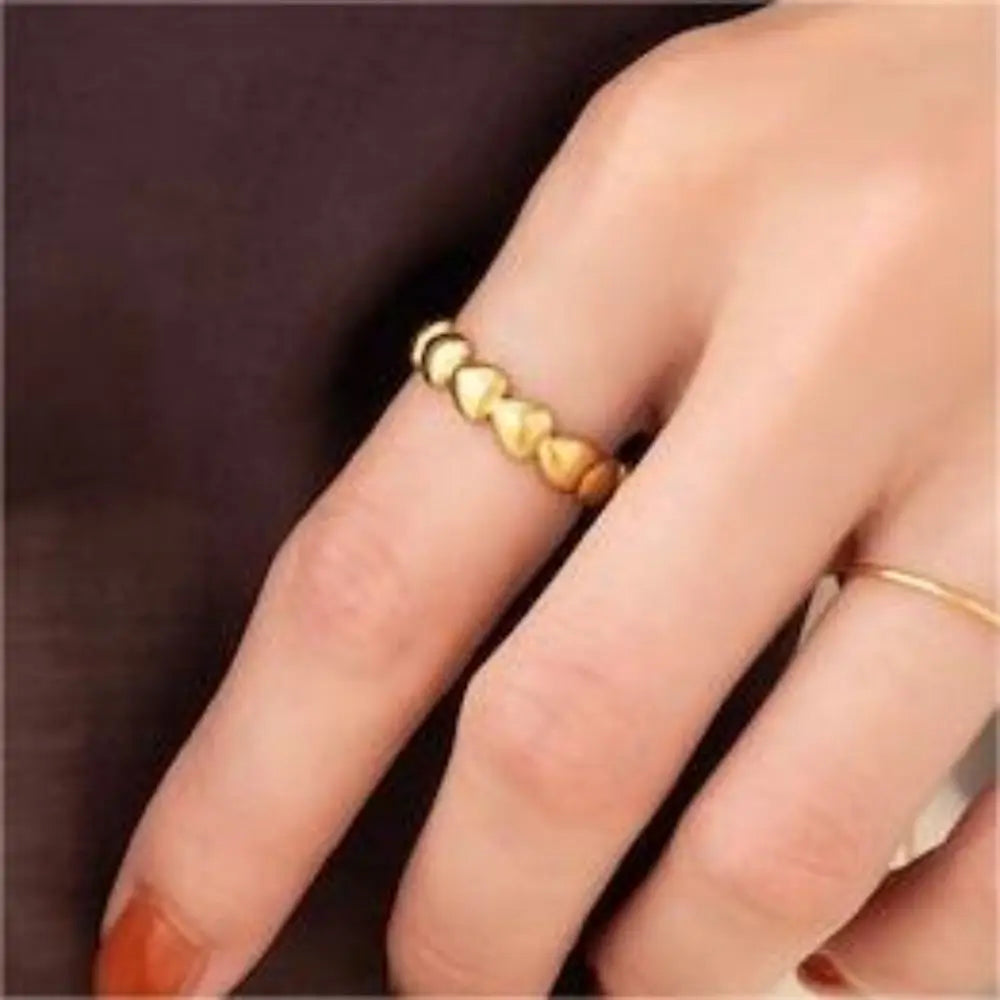 1/3PCS Adjustable Full Circle Hollow Heart-Shaped Open Cuff Ring Stainless Steel Jewelry Irregular Stackable Rings For Women