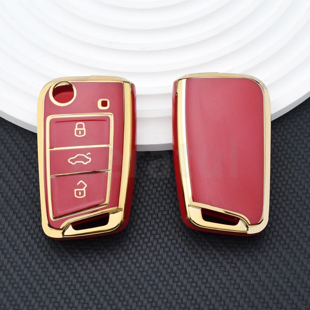 TPU Car TPU Folding Key Cover Shell For VW Volkswagen MK7 GTI 7 Golf 7 Golf R Skoda Octavia A7 SEAT Bag Case Holder Protector