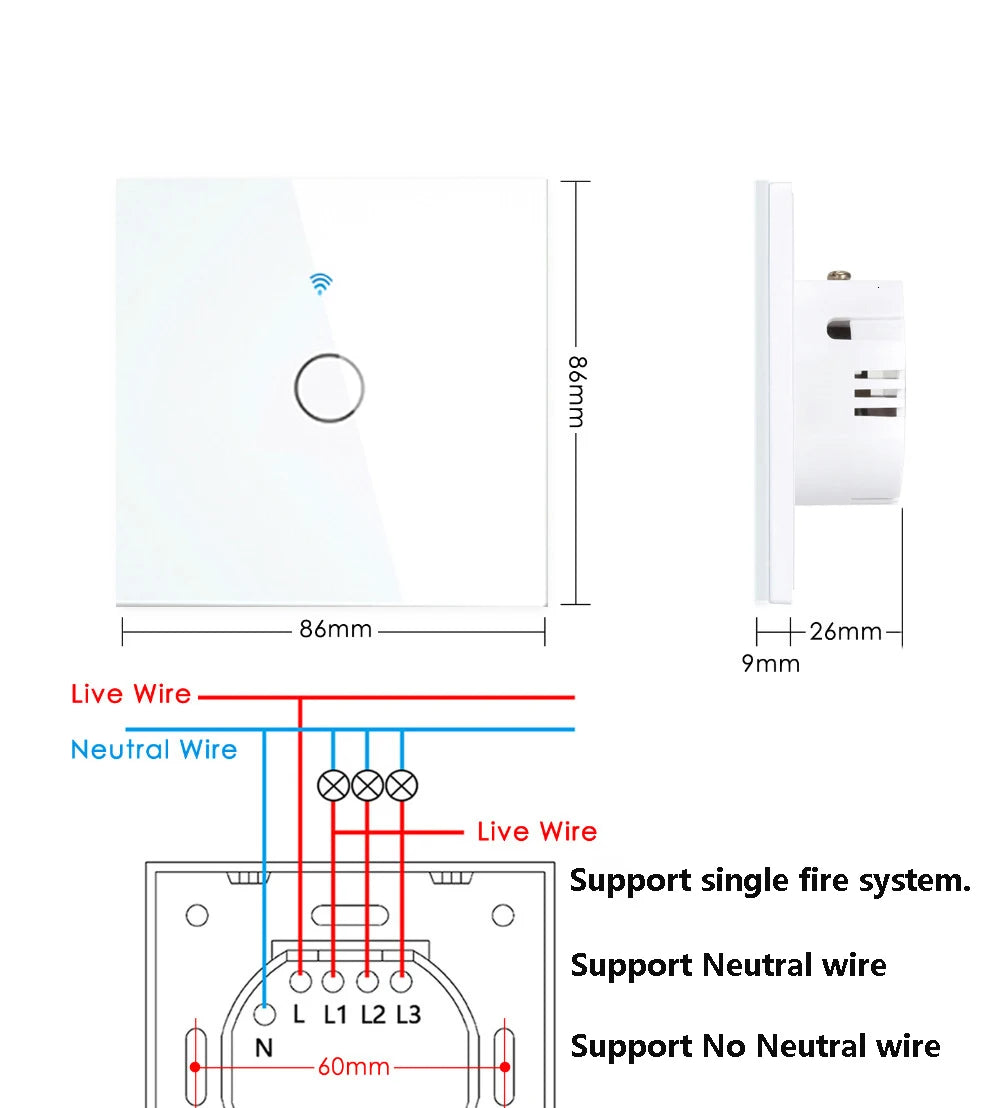 Tuya WIFI Smart Home Switch Light Wall US/EU Glass Touch Panel Voice Wireless Remote Control by Alexa Google Home