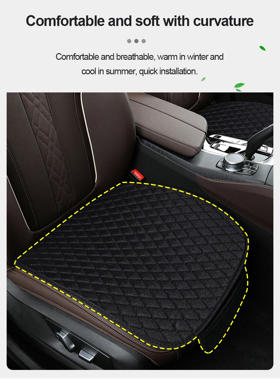 SEAMETAL 1Pc Flax Car Front Seat Cover Breathable Linen Car Seat Cushion Anti Slip Auto Chair Protector Universal for Sedan Suv