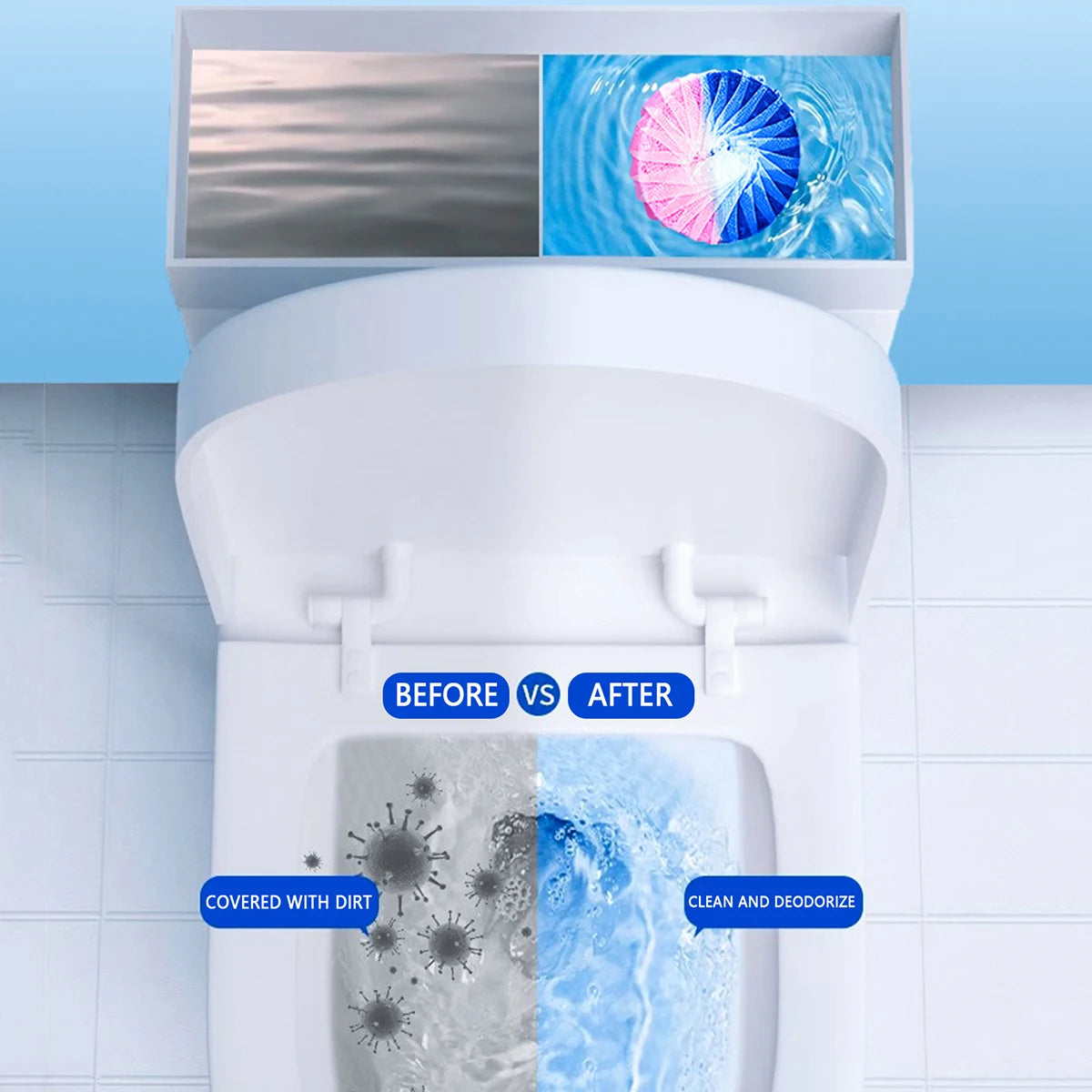 Automatic Toilet Bowl Cleaner Tablets - Continuous Release Technology, Long-Lasting Freshness