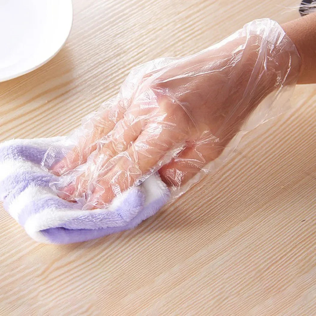 100pcs Disposable Gloves Plastic Gloves Transparent Eco-friendly Cleaning Gloves For DIY Cooking Kitchen Accessories