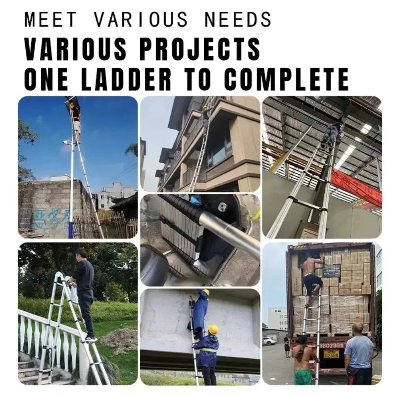 Multifunctional Aluminum Alloy Telescopic Ladder Portable Folding Herringbone Straight Ladder For Household Engineering Lifting