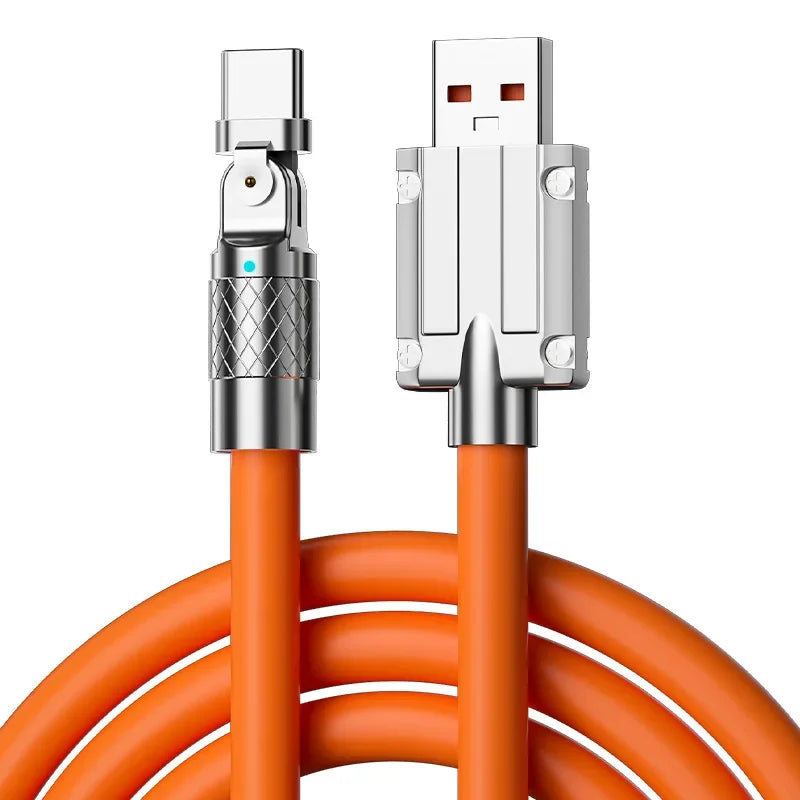 120W 7A fast charging USB Type-C cable with 180 degree rotating bend game cable suitable for Xiaomi phone charger USB C cable