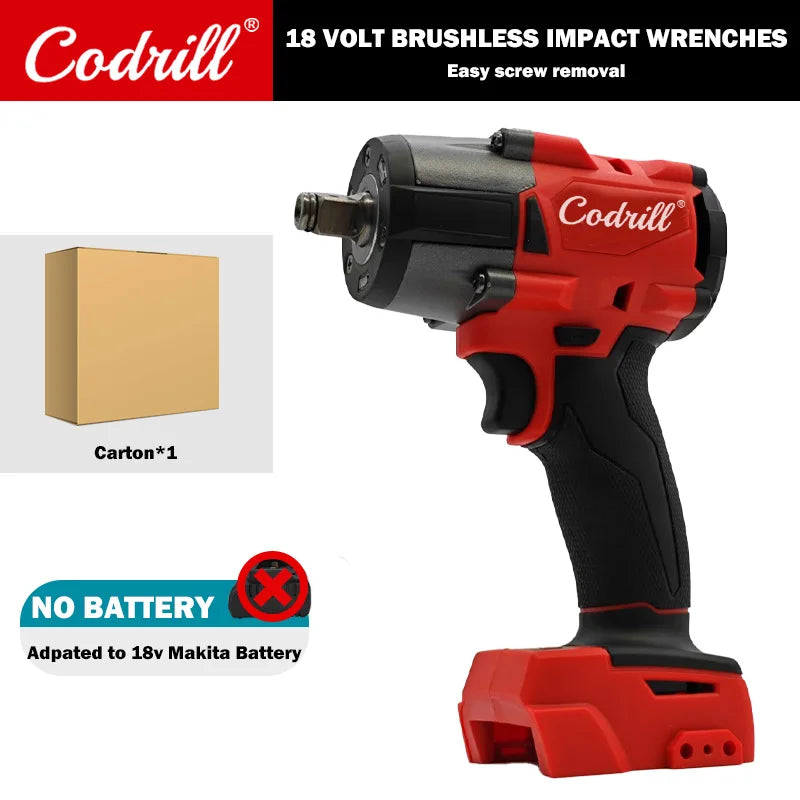 For Milwaukee Battery PIN Brushless Cordless 1/2 Electric Wrench Car Repair Screwdriver Impact Drill Rechargable 18V Power Tools