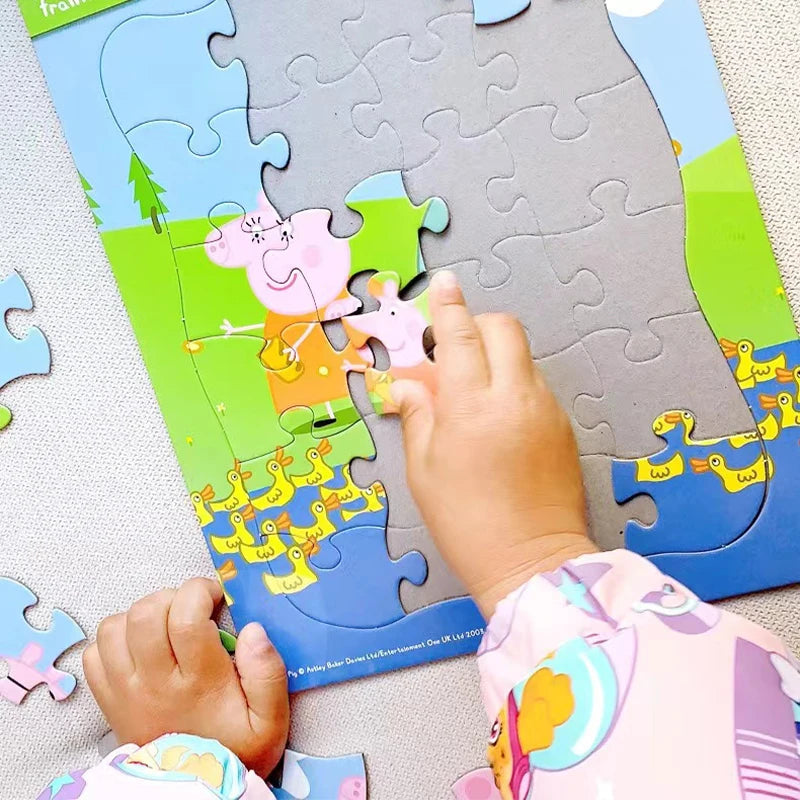 Peppa Pig Puzzle Early Education Puzzle Kindergarten Paper Building Block Thinking Cartoon Model Toy Action Doll Children Gifts