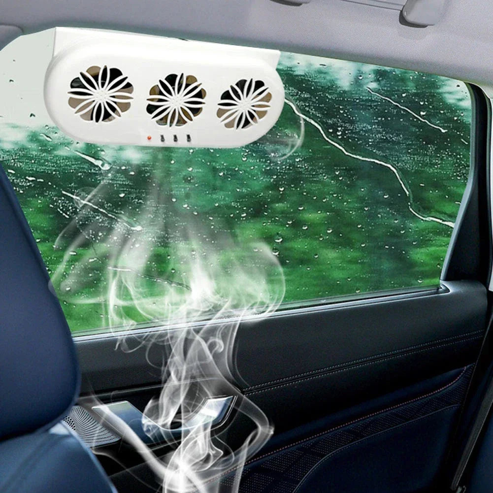 Solar Car Exhaust Fan in-car Air Circulation Cooling 3 USB Rechargeable Ventilation Fan Cooling Smoke Exhaust Fan for Car SUV