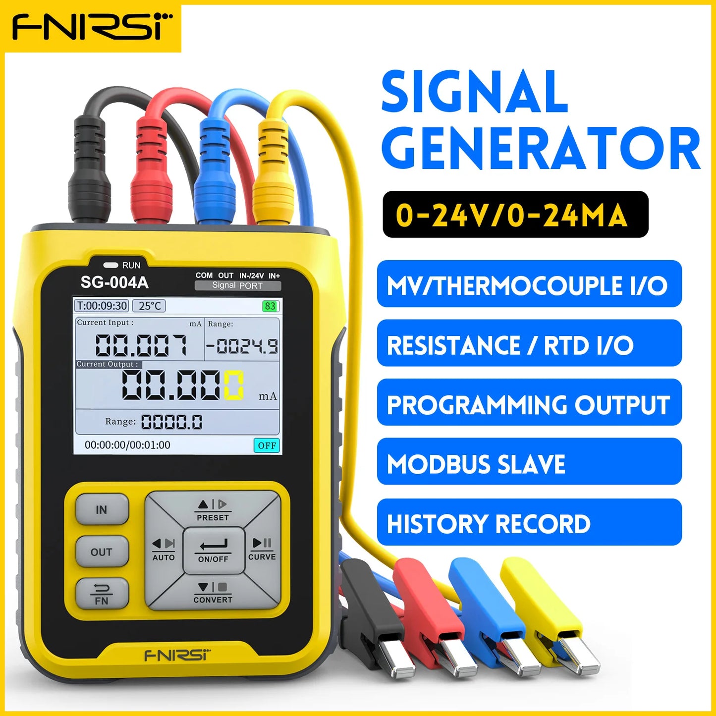 FNIRSI SG-004A 4-20mA Multifunctional Gerador de sinal PT100 Thermocouple Resistance Pressure Transmitter Process Calibrator