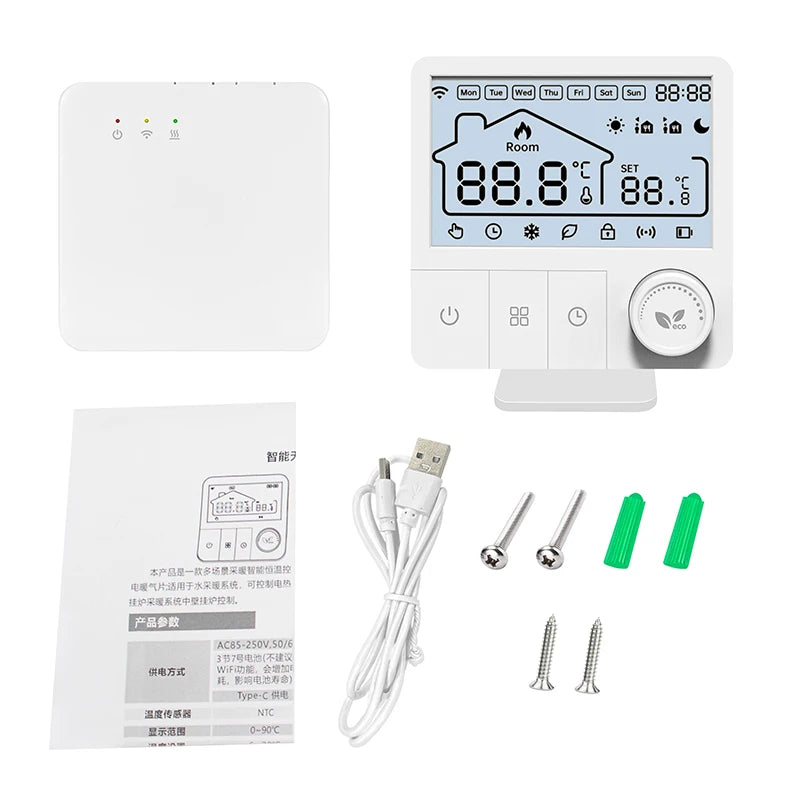 Tuya Wifi Boiler Thermostat Wireless Heating Room Thermostats Wifi Battery Operated Gas Boiler Water Heating Alexa Google Home