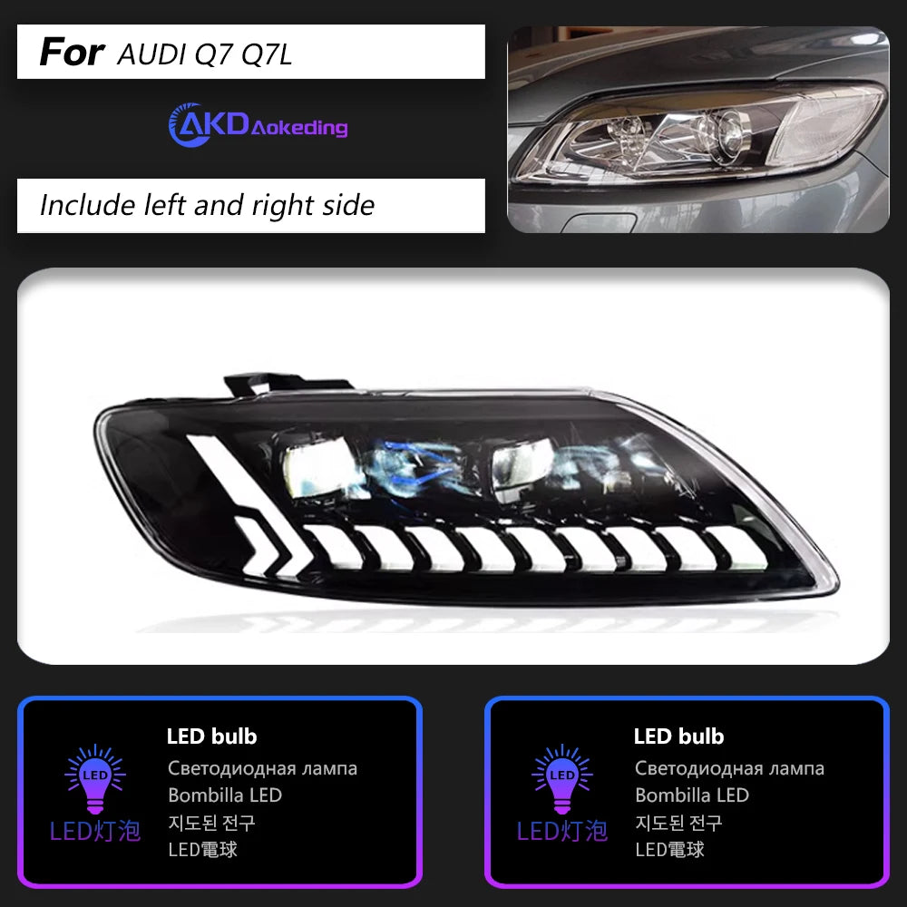 Car Lights for Audi Q7 Q7L Headlight 2006-2015 Q7 Head Lamp Drl Projector Lens Automotive Accessories