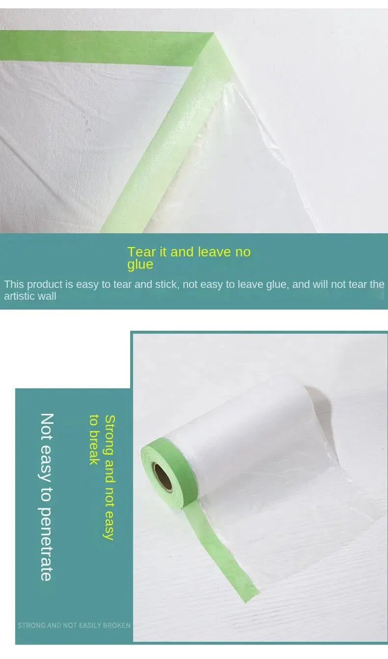 0.35m * 20m Transparent Plastic Shielding Film Waterproof Dust Cover Living Room Kitchen Furniture Decoration Vacant Protective