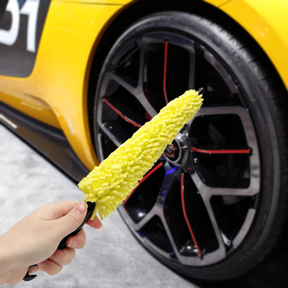 29cm Motorcycle Sponge Brush Wheel Rims Washer Car Hubcaps Wash Auto Cleaning Tool With Handle Bicycle Dirt Pit Bike Accessories