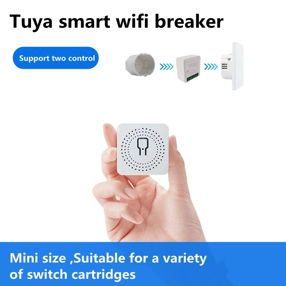 16A Wifi Mini Smart Switch DIY Light Switch 2 Way Wireless Control Smart Home with Tuya Smart Life Alexa Alice Google Home
