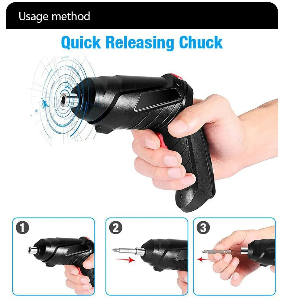 Portable Electric Screwdriver Cordless 47 in 1 Rotated 90 Degrees Rechargeable Screwdriver with LED for Home Office DIY Tools