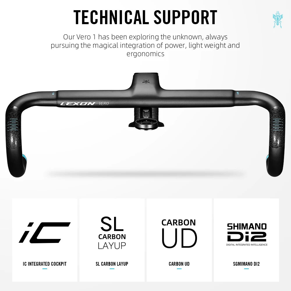 LEXON VERO Full Carbon Road Bike Handlebar Full Inner Cable Urltra-Light Bicycle Racing Handlebars Cycling Product Accessories