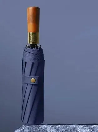 10 Bone Log Handle Automatic Rain Umbrella, Vintage Style Foldable UV Protection, For Men And Women, Suitable For Many Occasions