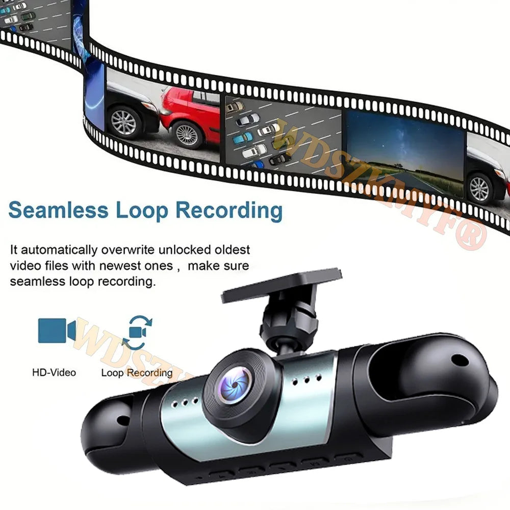 360° Car Dash Cam 4 Channels Video Recorder 1080P Car DVR 3/4 lens Front inside Rear View Night Vision Camera Car Accessories