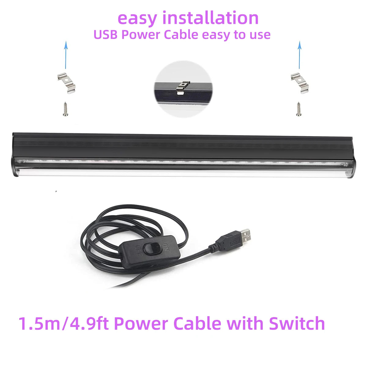 LED Black Light 6W 395nm T5 UV Blacklight Bar for Fluorescent Tapestry Poster Body Paint Glow Halloween Decor Xmas Party