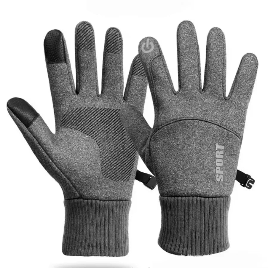 Autumn Winter Outdoor Cycling Gloves Gym Fitness Sports Running Warm Touch Screen Nonslip Gloves Motorcycle Gloves Men Black