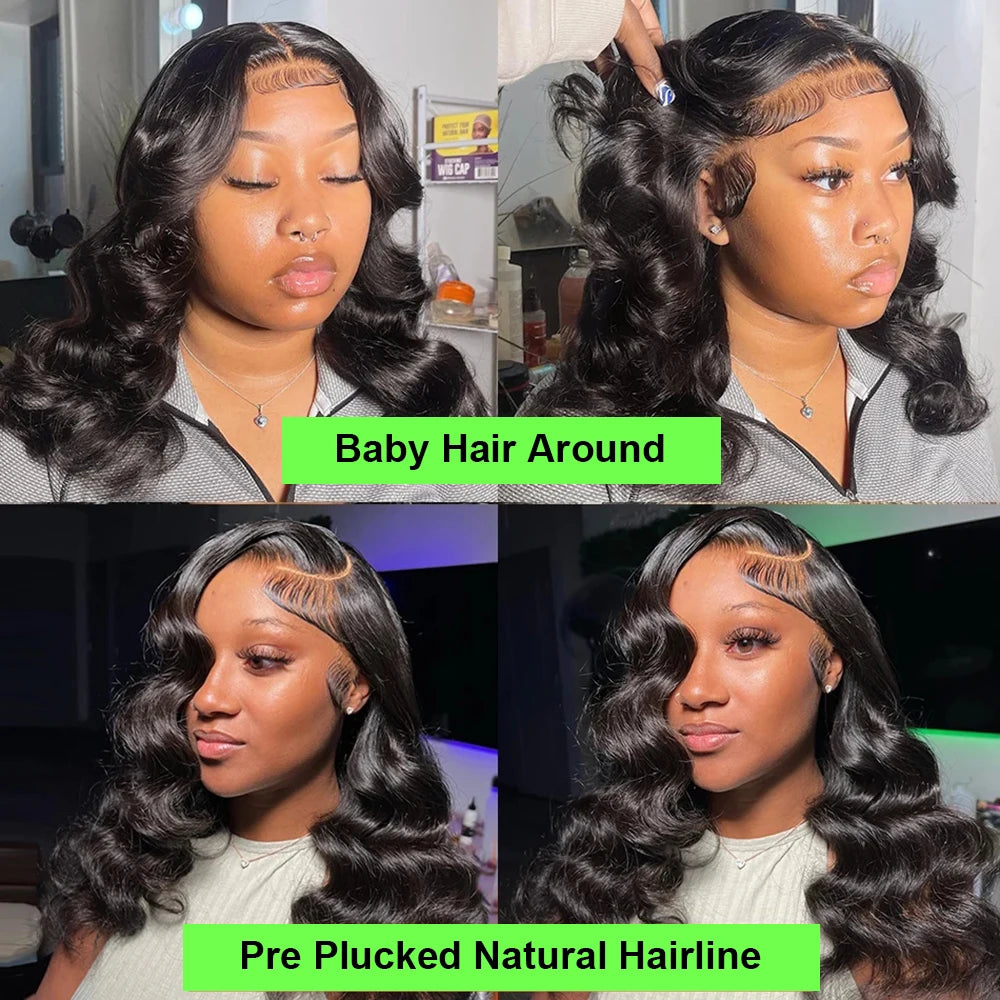 Pre Cut No Glue Glueless Wigs Human Hair Body Wave Lace Frontal Wig Wet and Wavy Water Wave Human Hair Wig on Clearance Sale Glueless Pre plucked Human Wigs Ready to Go Wear And Go Glueless Human Hair Wig For Women