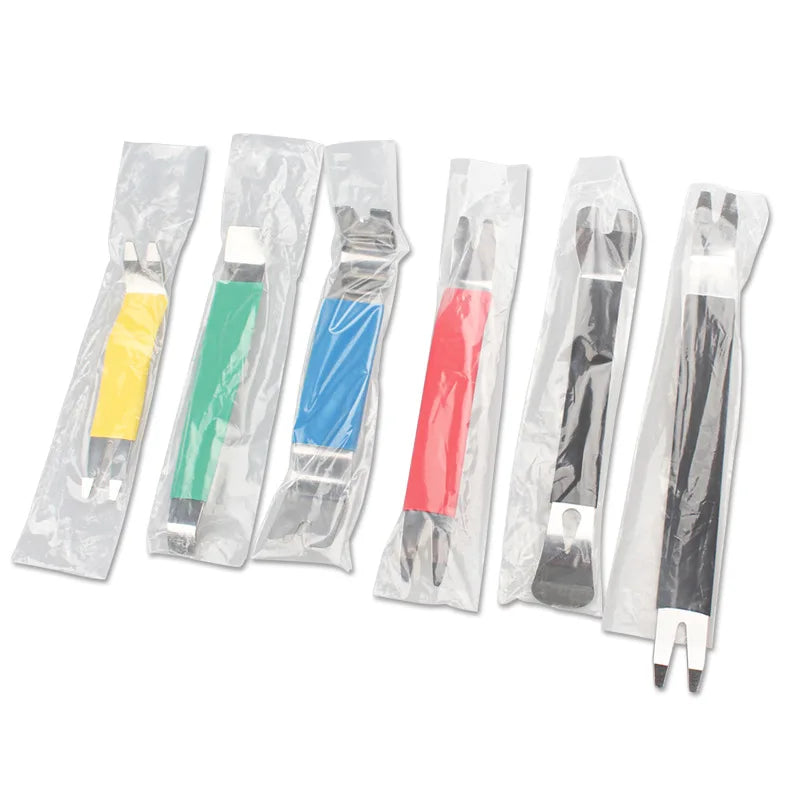 6Pcs Car Removal Tool Kits Car Door Clip Panel Trim Dash Auto Radio Metal Removal Pry Tool Automobile Interior Disassembly Tools