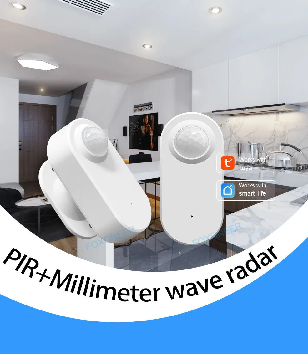 Tuya Zigbee Human Presence Detector,Luminance/Distance Detection, Smart PIR Motion Sensor Support Zigbee 2mqtt Home Assistant