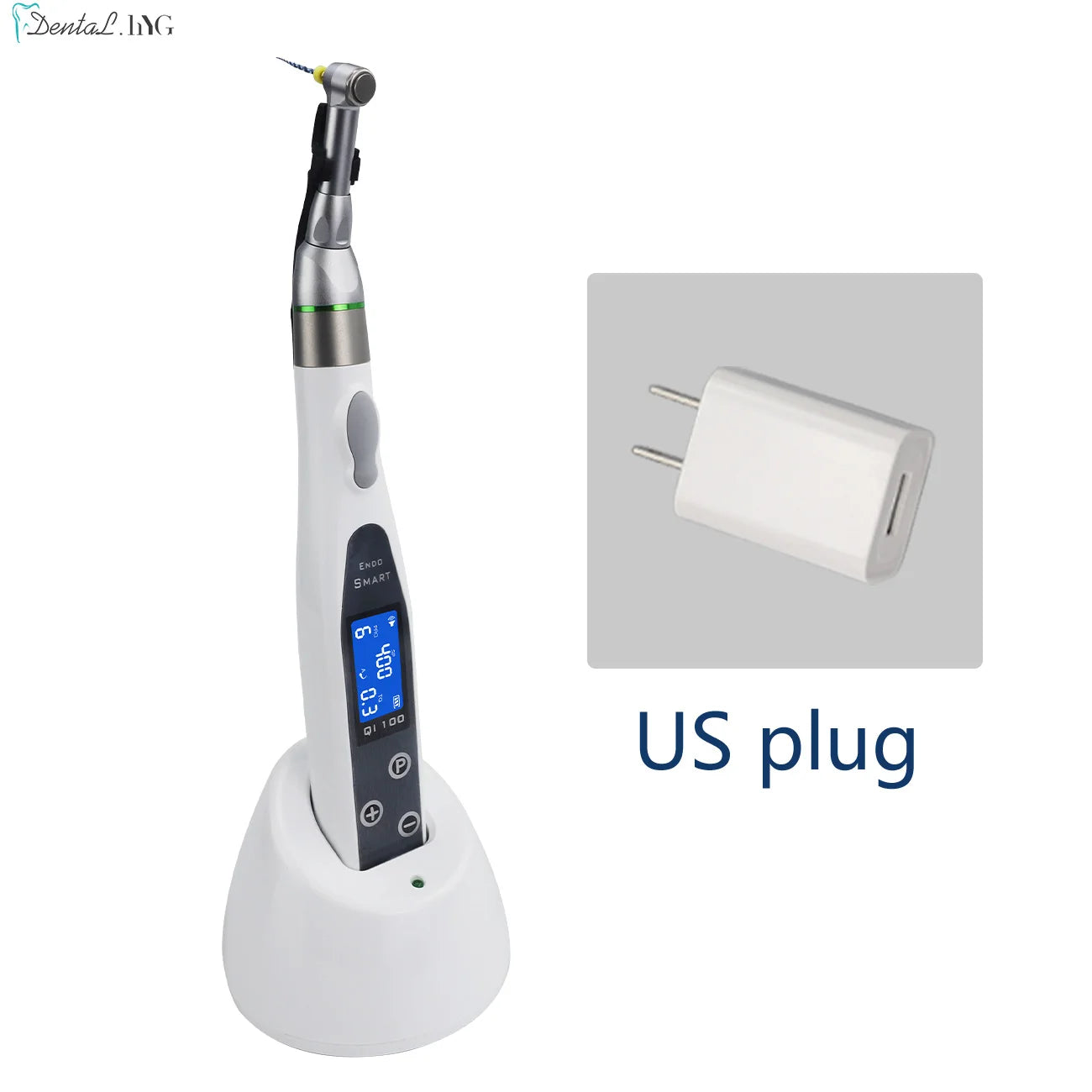 Dental Wireless Endo Motor Smart 9 Programs with LED Lamp and 16:1 Reduction Contra Angle Endodontic Instrument