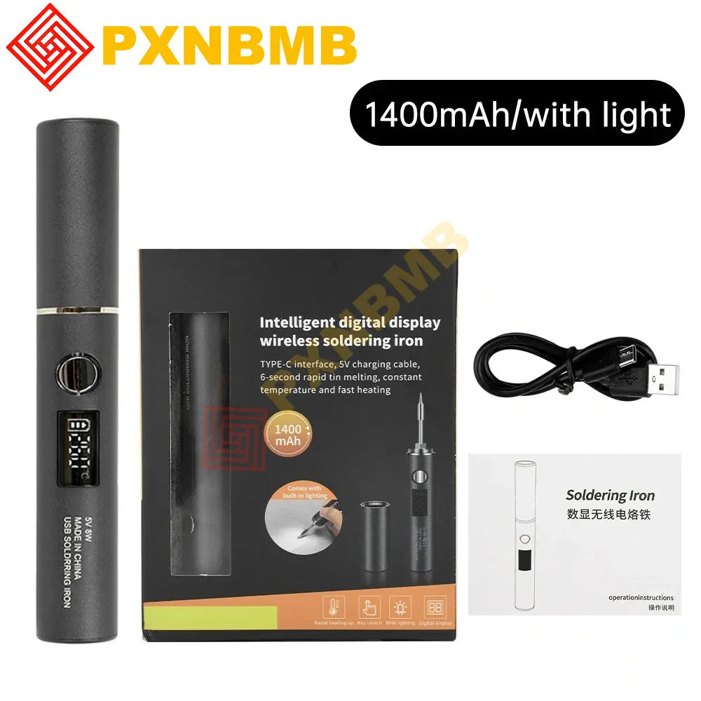 USB Soldering Iron Adjustable Temperature 260-420℃ Electric Soldering Iron Kit 850mAh/1400mAh Battery Solder Welding Iron Tools