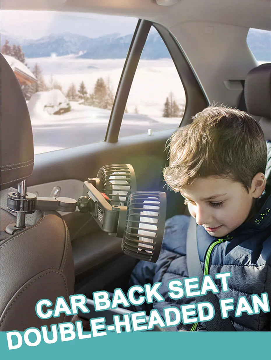 SEAMETAL 3-speed Car Seat Back Cooling Fan USB Charge Dual Head Fan 360 Degree Rotation Neck Cooler for Summer Car Accessories