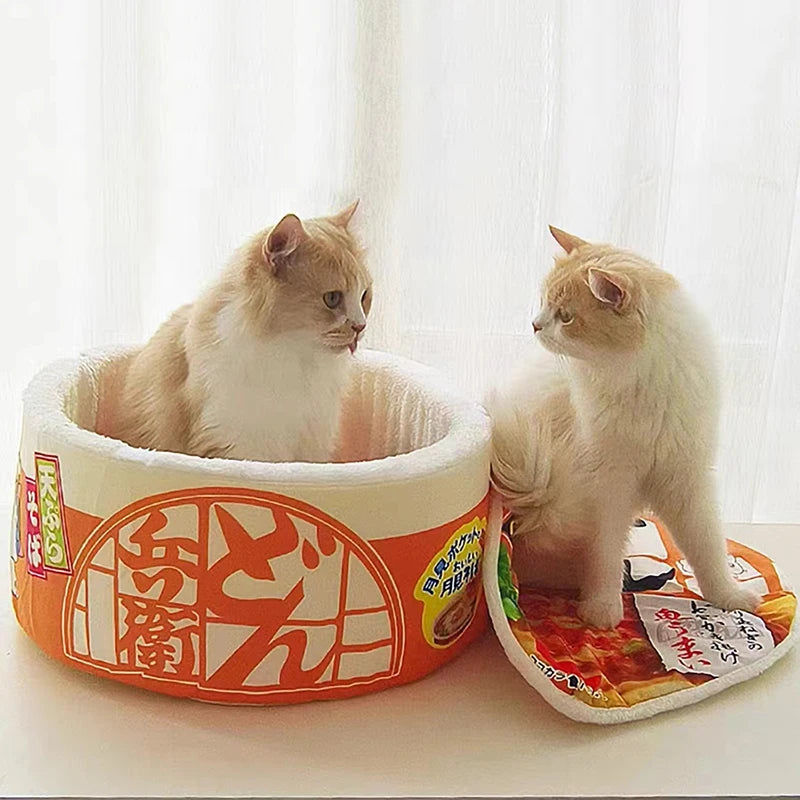 Orange Cat Winter Fun Noodles Puppy Bed House Cat Sleeping Bag Mat Plush Bed Furniture Accessories Pet Supplies