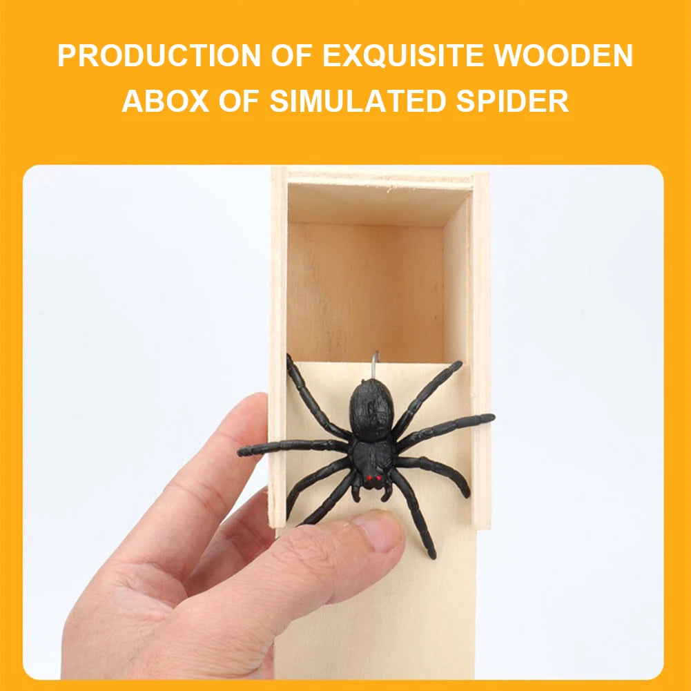 Trick Spider Funny Scare Box Wooden Hidden Box Quality Prank Wooden Scare Box Fun Game Prank Trick Friend Office Toys