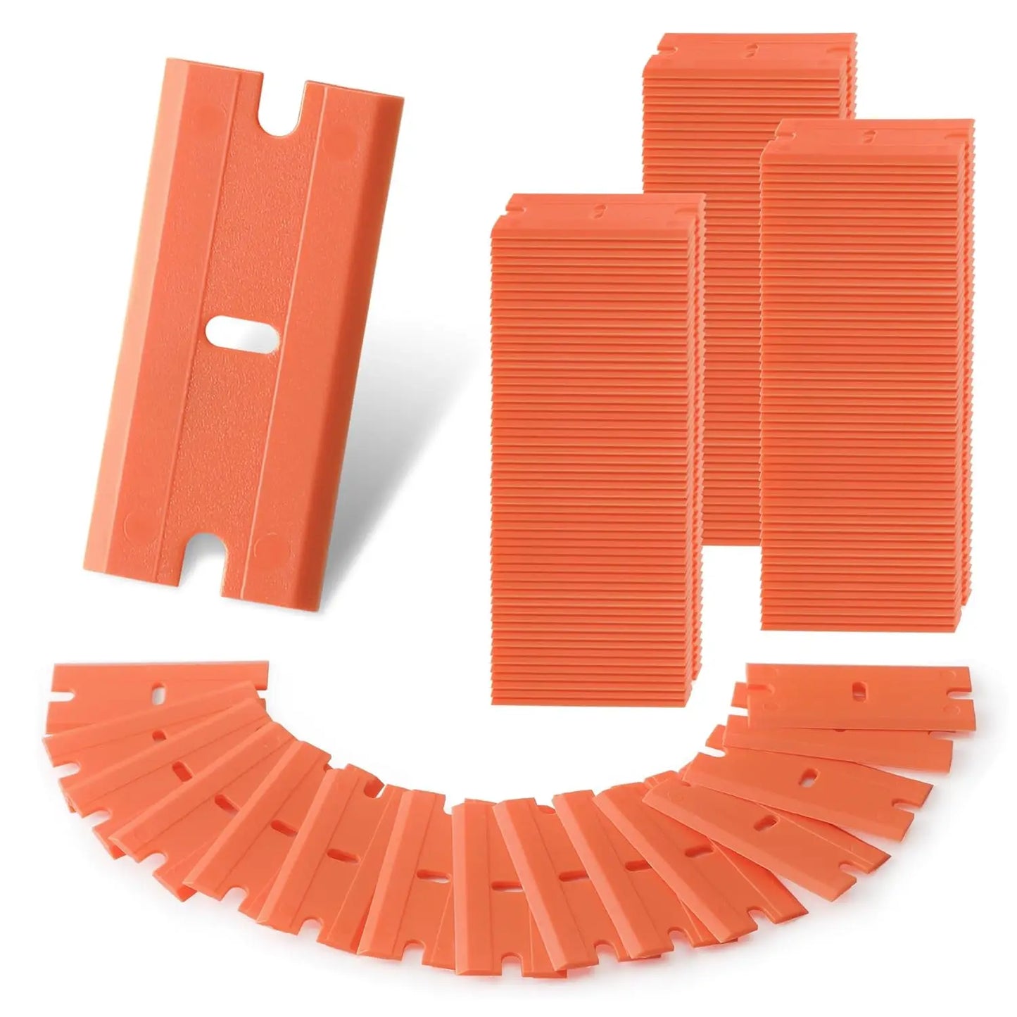 ALIWRAP 100pcs Spare Double Edged Plastic Razor Blades For Scraper Car Wrap Stickers Labels Glue Remover Window Glass Cleaning