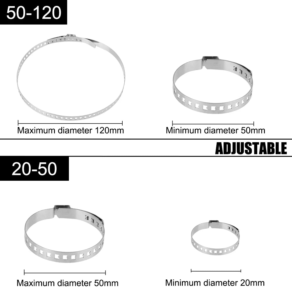 5Pcs 20-50/50-120mm Adjustable Auto Fasteners Axle CV Joint Boot Crimp Clamp Kit Driveshaft Ball Cage Clips Car Accessories
