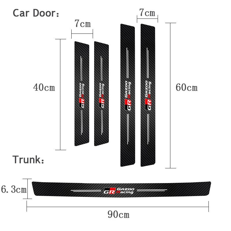 1/4/5Pcs Car Door Sill Scuff Plate Decor Carbon Fiber Stickers For Toyota GR Corolla Yaris Aygo Prius RAV4 Crown CHR Camry Auris