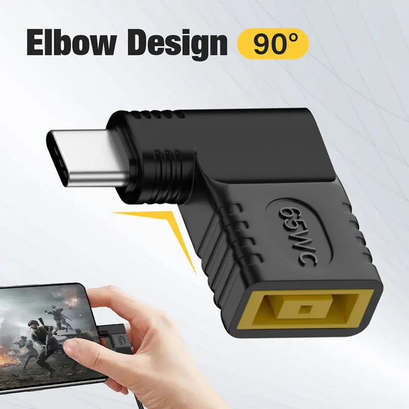 PD 65W Laptop Power Connector DC Jack Female to USB Type C Male Output Fast Charging Adapter for MacBook Tablet Switch Phone