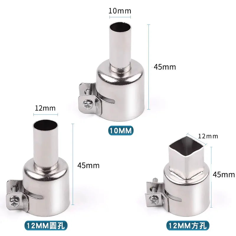 9PCS 850 Hot Air Nozzle 3-12mm Universal Nozzles Air Soldering Welding Round Nozzles For 852D 898 Soldering Heat Gun Nozzle