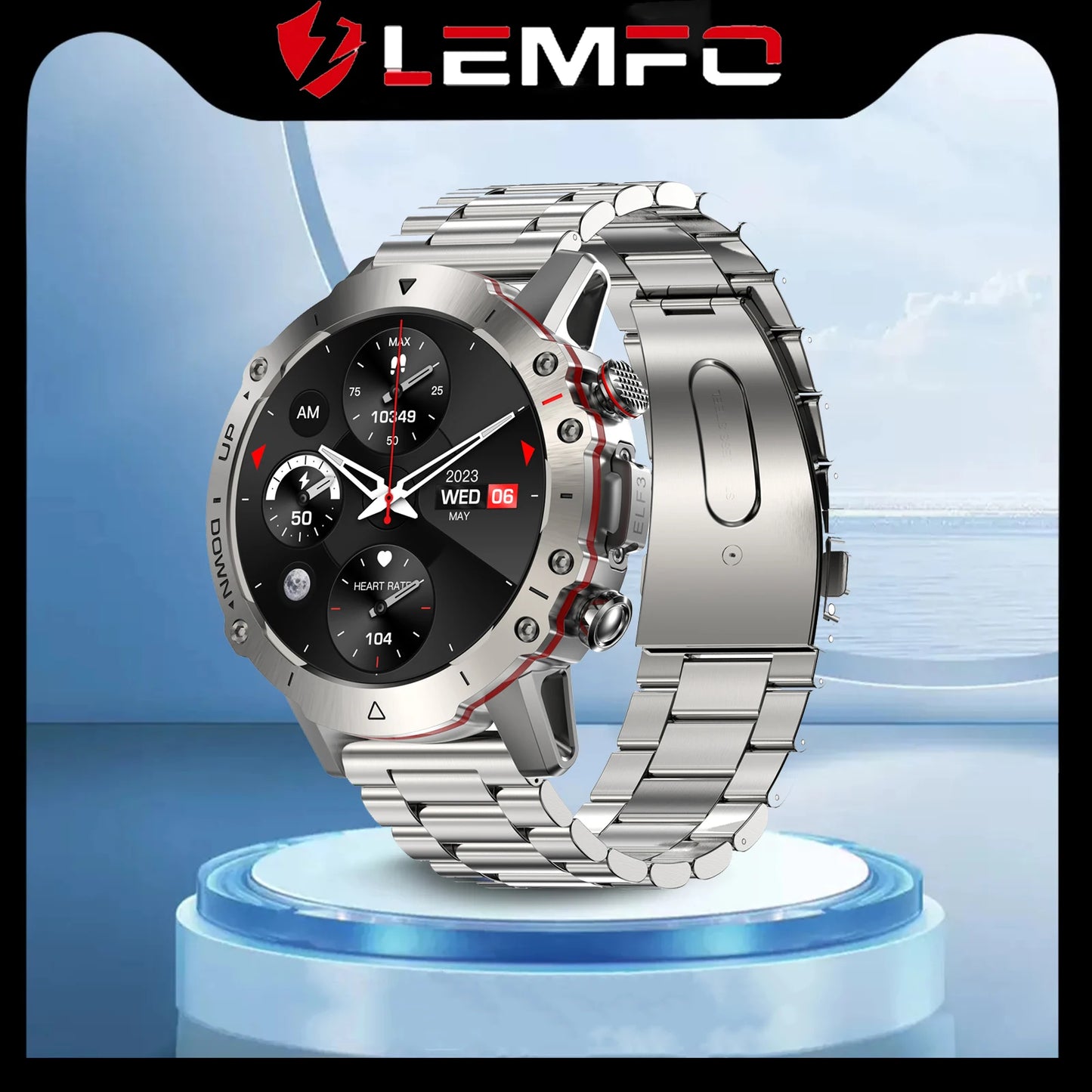 LEMFO Y7 Smart Watch Men 2024 IP68 Waterproof 100+ Sports Modes Bluetooth Call 360*360 Resolution HD Screen  Smartwatch for men