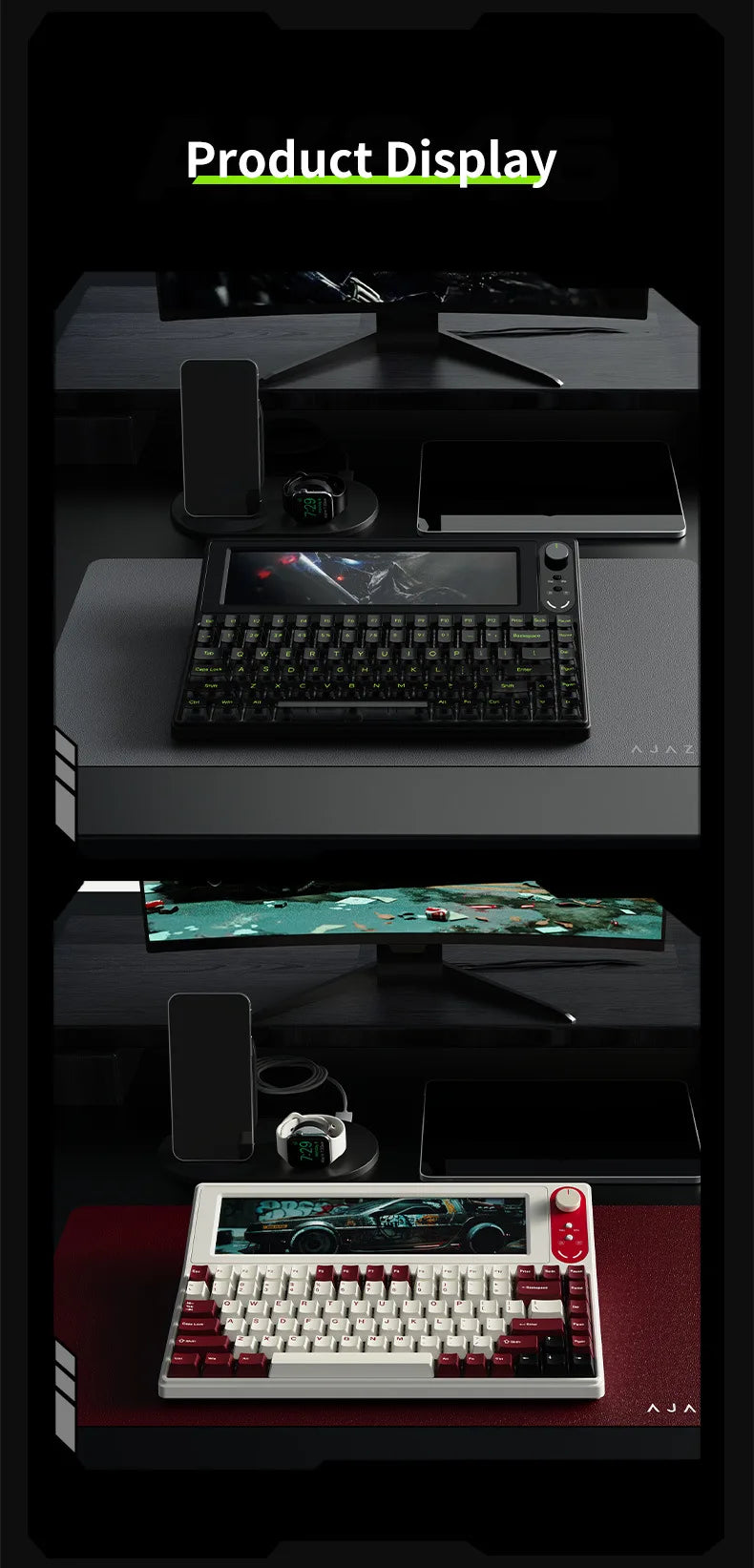 AJAZZ AKP846 Mechanical Keyboard Wired With Screen Programming Custom Driver QMK Open Source 10.1-Inch Color Screen Office Game