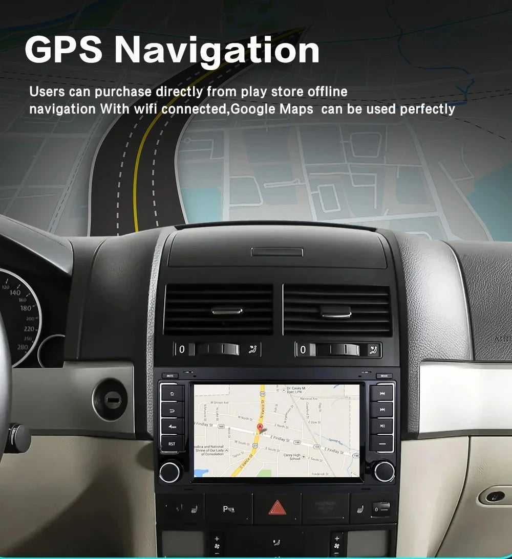 LELV 7" Android 13 Touch Screen Car Radio For Volkswagen VW Touareg Multivan T5 Transporte 2004-2011 Multimedia Player Carplay