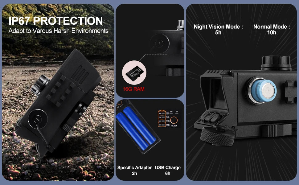 Night Vision Scope Night Vision Rifle Scope with IR850 MOA Recording and Range Finder Infrared Tactical monocular with Crosshair