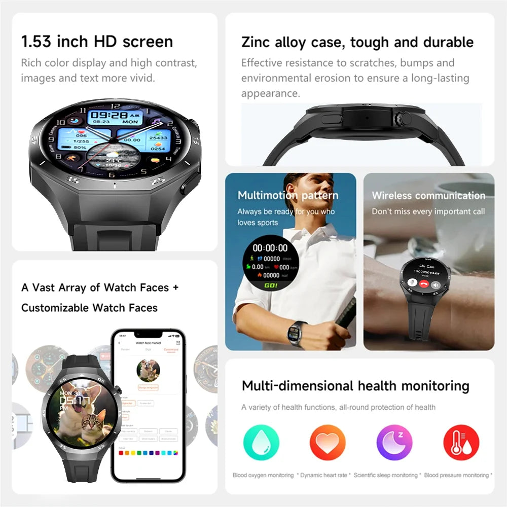 LAXASFIT 2025 New  Smart Watch AMOLED HD Screen Sports Heart Rate Bluetooth Call Men Women Smart Watch