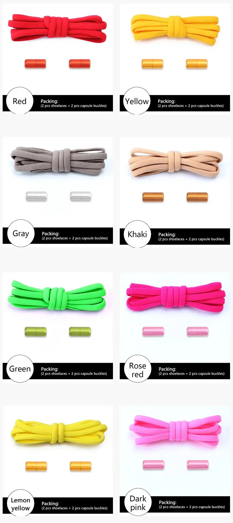 Elastic laces Sneakers Colorful Options No tie Shoelace for Sports Round Shoelaces without ties Kids Adult Shoes Accessories