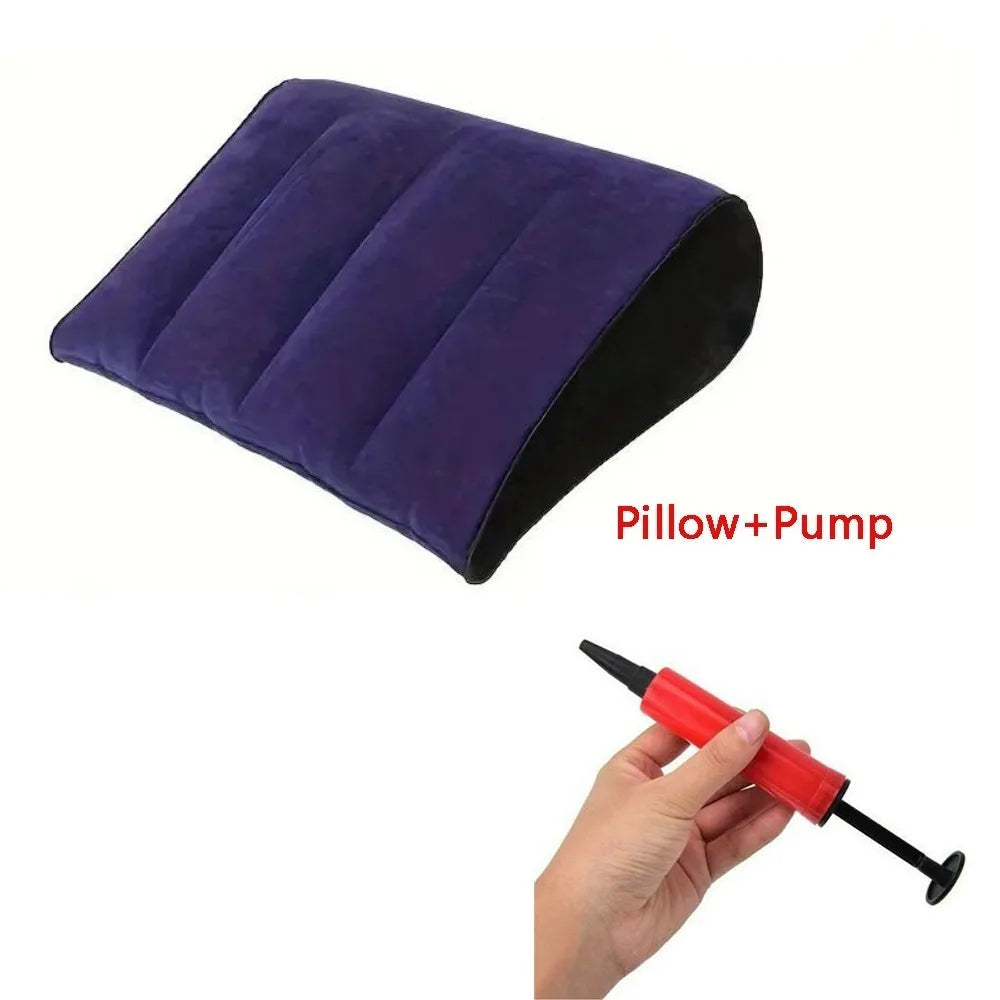 Couples Gifts PVC Flocking Silicone Pillow Blue+Black Triangle Cylinder Wedge Magic Cushion Soft Inflatable Triangle Pad Home