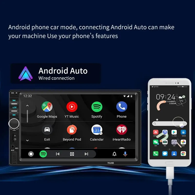 Acodo 2din Stereo 7inch Wired Carplay Radio Touch Screen Automotive Multimedia Bluetooth USB TF FM Radio Autoradio MP5 Player
