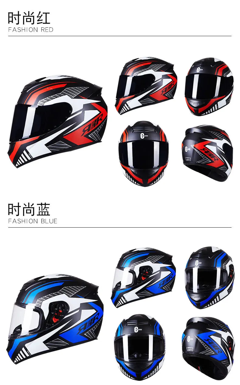 ICE.BEACON 3C certification national standard motorcycle helmet men and women winter personality safety four season rider Blueto