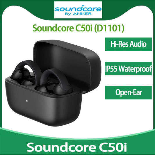 In Stock SoundCore C50i Comfortable Clip on Earbuds with Powerful Bass IP55 Bluetooth 6.0 Earphones AI-Enhanced Call Clarity