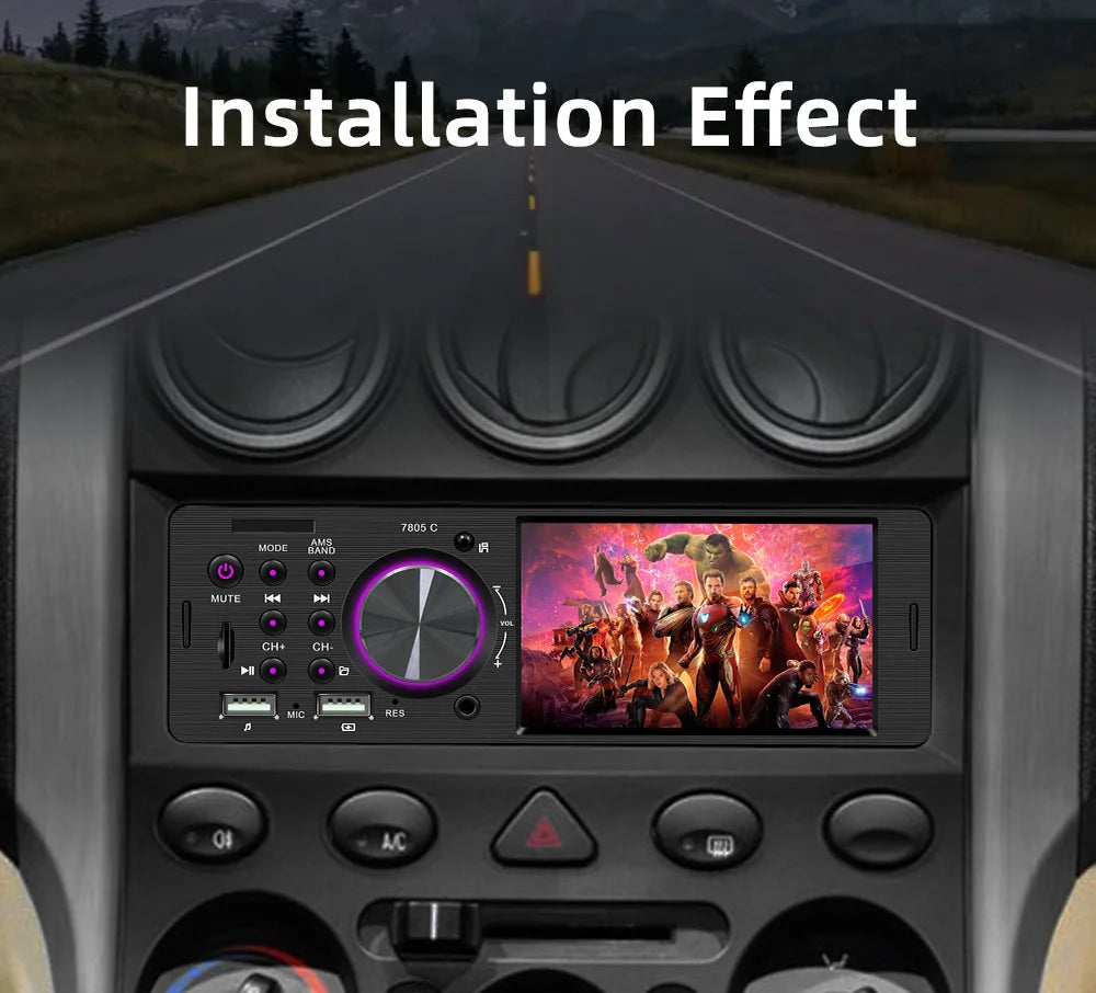 1 Din 4Inch Car Radio Touch Screen Bluetooth Music Handsfree MP5 Player TF USB Charging Remote Audio System ISO Head Unit 7805C