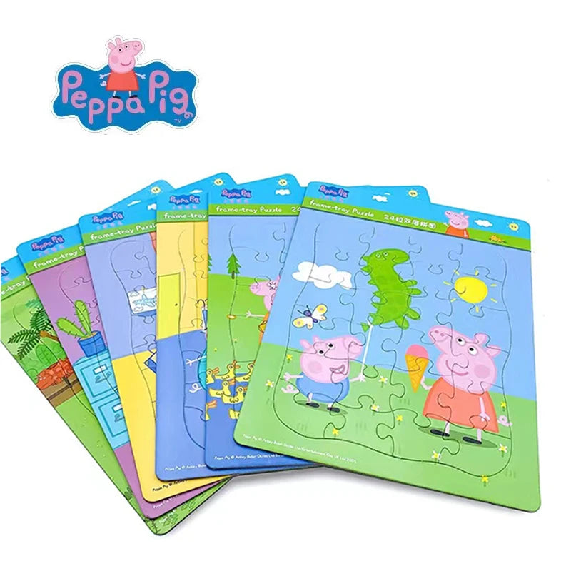 Peppa Pig Puzzle Early Education Puzzle Kindergarten Paper Building Block Thinking Cartoon Model Toy Action Doll Children Gifts